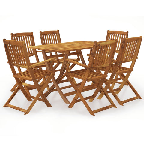 7 Piece Folding Outdoor Dining Set Solid Acacia Wood 43379