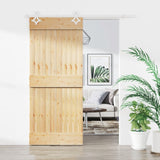 Sliding Door with Hardware Set 90x210 cm Solid Wood Pine 3203164
