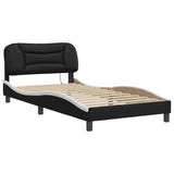 Bed Frame with LED without Mattress "Hvar" Black and White 100x200 cm 3213918