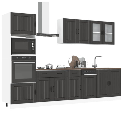 ZNTS 7 Piece Kitchen Cabinet Set Kalmar Black Engineered Wood 3314742