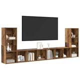 TV Cabinet Set 4 pcs Old Wood 37 x 35 x 107 cm Engineered Wood 3393522