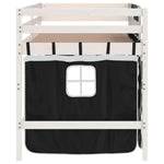 ZNTS Kids' Loft Bed with Curtains without Mattress White&Black 90x200cm 3206967