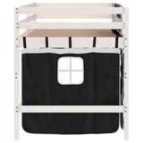 Kids' Loft Bed with Curtains without Mattress White&Black 90x190cm 3206976
