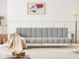 Modern Adjustable Velvet Sofa Bed with MultiPosition Backrest & Armrests, Metal Legs, Convertible N895P485351G