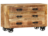 Sideboard with 3 Drawers 80x30x65 cm Solid Rough Wood Mango 351690