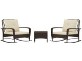 Three-Piece Rocking Chair Rattan Bistro Set - Brown T3398P328501