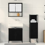 Bathroom Furniture Set with Door 3 pcs Black 33 x 33 x 102.5 cm 3334369