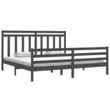 Bed Frame without Mattress Grey 200x200 cm Solid Wood 3105337