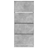 Shoe Cabinet with 4 Flip-Drawers Concrete Grey 80x34x187.5 cm 3214381