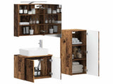 Bathroom Furniture Set 4 pcs Old Wood Engineered Wood and Glass 3407437