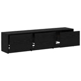 TV Cabinet with LED Black Oak 165 x 34 x 40 cm Engineered Wood 3418721