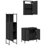 ZNTS 3 Piece Bathroom Furniture Set Black Engineered Wood 3214820