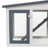 Outdoor Large Rabbit Hutch Grey and White 201x45x85 cm Wood 170843