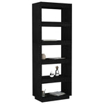 Book Cabinet/Room Divider Black 60x35x167 cm Solid Pinewood 810878