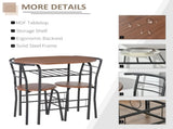 3-Piece Dining Table Set , Metal Frame Wood Top Breakfast Bar Table Set for 2, Dining Table T3398P344171