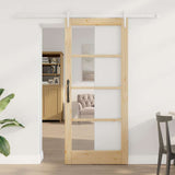 Sliding Door Natural 86 x 198.5 cm Solid Pine Wood and Glass 3332423