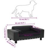 170954 Dog Sofa Black 81x43x31 cm Plush and Faux Leather