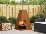 Fire Pit Brown 50 x 50 x 100 cm Weathering Steel 858949