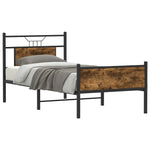 Bed Frame without Mattress Smoked Oak 75x190 cm Small Single Engineered Wood 4106916