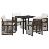 Garden Dining Set 5 pcs Brown Poly Rattan 3380629