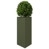 ZNTS Garden Planters 2 pcs Olive Green Triangular 40x34.5x70 cm Steel 851164