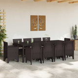 Garden Dining Set 11 pcs Brown Polt rattan 3378598
