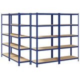 5-Layer Storage Shelves 4 pcs Blue Steel&Engineered Wood 3307607
