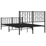 Metal Bed Frame without Mattress with Footboard Black 120x200cm 374453
