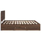 Bed Frame with Drawer Brown Oak 200 x 200 cm Engineer Wood 3412566