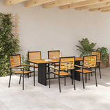 Garden Dining Set 7 pcs Black and Brown Poly Rattan 3365450