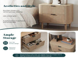 Farmhouse style bedside table with two storage drawers, practical modern style bedside table, W6296P540572