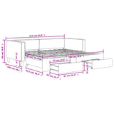 Daybed with Trundle&Drawers without Mattress Light Grey 90x190 cm Single 3196651