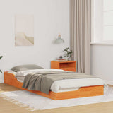 Bed Frame Wax Brown 100 x 220 cm Solid Pine Wood 873417