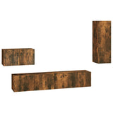4 Piece TV Cabinet Set Smoked Oak Engineered Wood 3114339