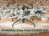 5 ft Artificial Flocked Christmas Tree with 717 Branches, Hinged Xmas Tree with Foldable Metal T3398P424883