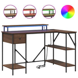 Desk with Drawer Brown Oak 120 x 79 x 86.5 cm Engineered Wood 859404