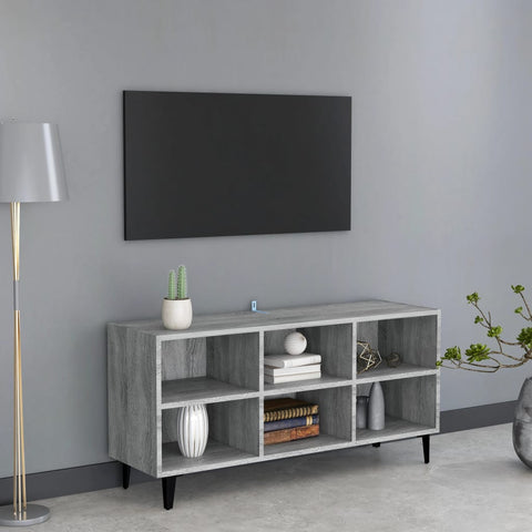TV Cabinet with Metal Legs Grey Sonoma 103.5x30x50 cm 813156