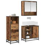 Bathroom Furniture Set with Door 3 pcs Old Wood Engineered Wood 3402369