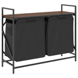 Laundry Basket 2 Compartments with Shelf Brown Oak 859079