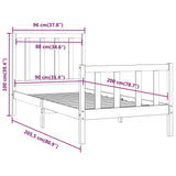 Bed Frame without Mattress 90x200 cm Solid Wood 3106818