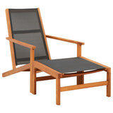 Garden Chair with Footrest Solid Eucalyptus Wood and Textilene 48700