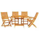 Garden Dining Set Folding 5 pcs Brown Solid Acacia Wood 3375701
