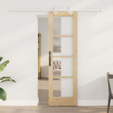 Sliding Door Natural 61 x 198.5 cm Solid Pine Wood and Glass 3332237