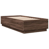 Bed Frame with LED without Mattress Brown Oak 90x190 cm Single 3209666