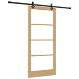 Sliding Door Natural 93 x 202 cm Solid Pine Wood and Glass 3332315