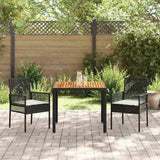 Garden Dining Set 3 pcs Black Poly rattan 3334901