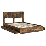 Bed Frame with Storage and Headboard Smoked Oak 135 x 190 cm 3414393