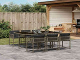 Garden Dining Set Grey PE Rattan 6-Seater Foldable 3211448