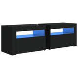 ZNTS Bedside Cabinets 2 pcs with LEDs Black 60x35x40 cm 3080735