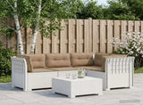 4-Seater Garden Sofa with Cushions Rattan Look PP White 3443988